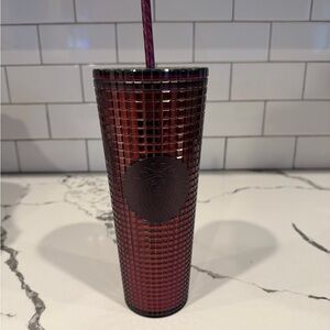 Starbucks Burgundy Textured Tumbler with Straw